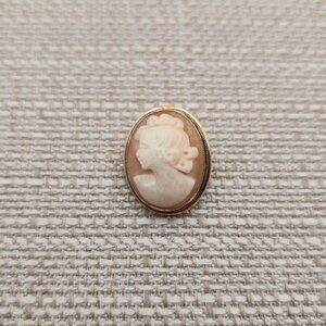 Gold Plated Over Sterling Silver Cameo Pin Brooch Pendant A5243